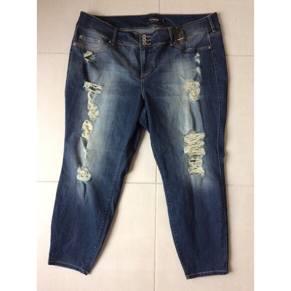 Torrid  Jegging Jeans Ocean Cruise Distressed Frayed - Picture 1 of 10